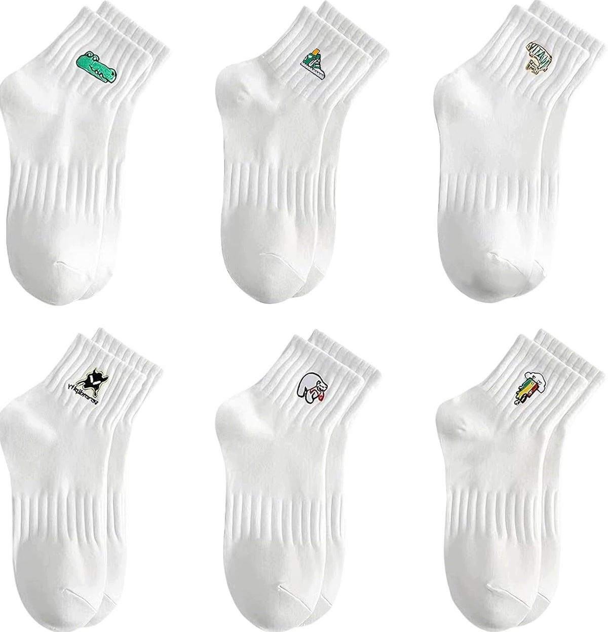 UNIVERSAL SOCKS 6 PAIRS COTTON WHITE BREATHABLE MEN'S SPORTS