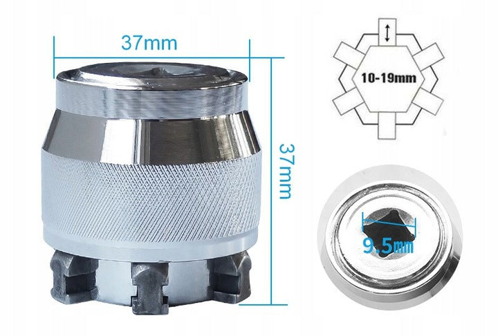 UNIVERSAL STEEL CAP ADJUSTABLE ROTATING 10 - 19 mm EAN (GTIN) 5904569271091