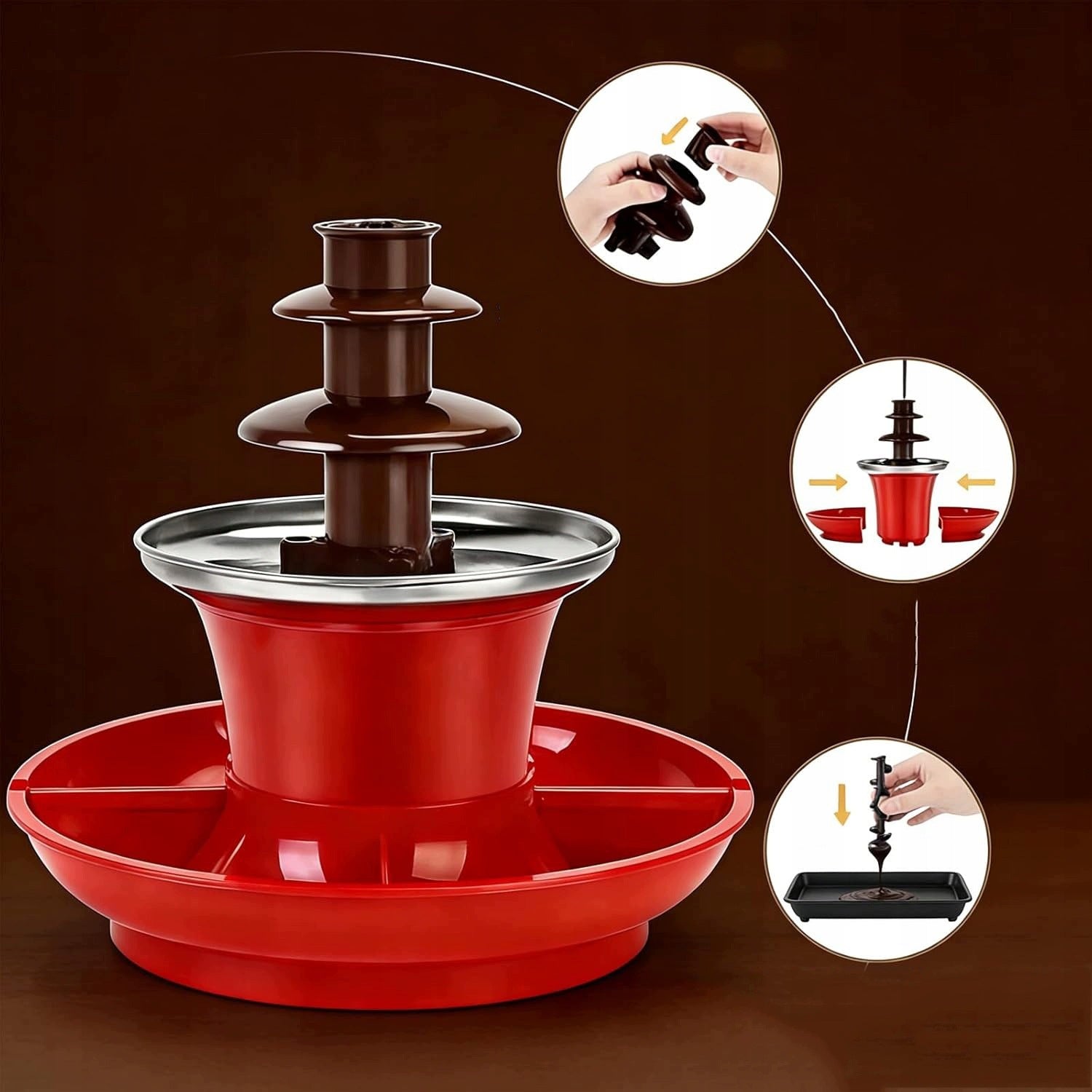 UNIVERSAL THREE-LEVEL CHOCOLATE FOUNTAIN, FOR TREATS AND MARSHMALLOWS Brand no brand