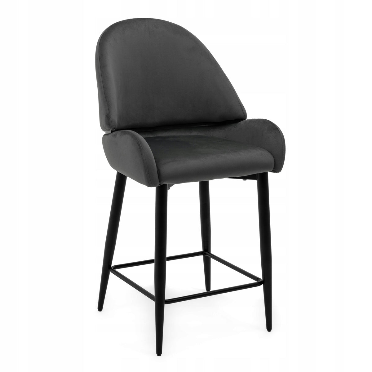 UPHOLSTERED BAR STOOL VELOUR GREY GLAMOUR FOR KITCHEN DINING ROOM BERGAMO