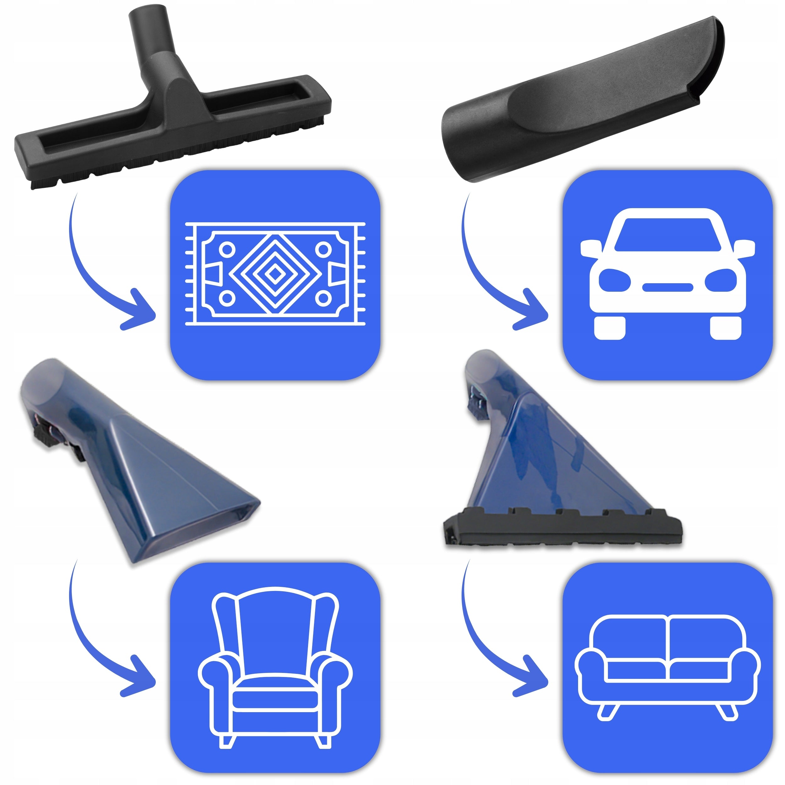 UPHOLSTERY AND CARPET WASHING MACHINE CAR POWERFUL SET 4IN1 2200W Manufacturer code ODKURZACZ PIORĄCY DO TAPICERKI I DYWANÓW 4W1