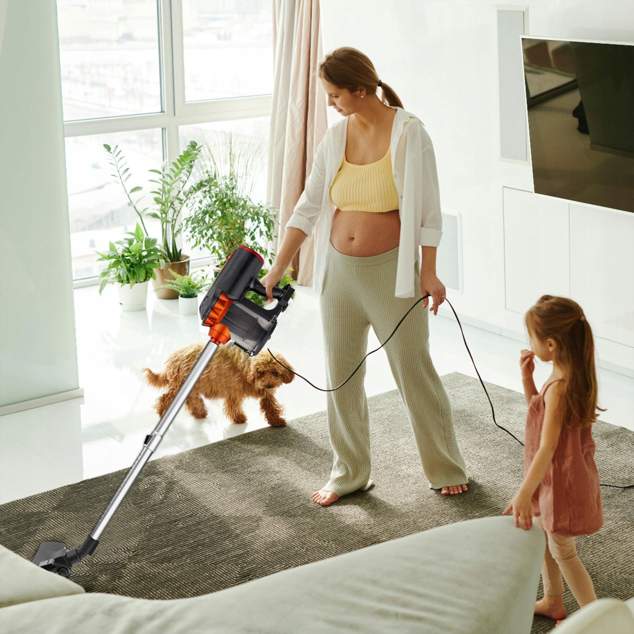 UPRIGHT HANDHELD CYCLONE VACUUM CLEANER BAGLESS STRONG 650W 5IN1 HANDY 5M Dominant color red