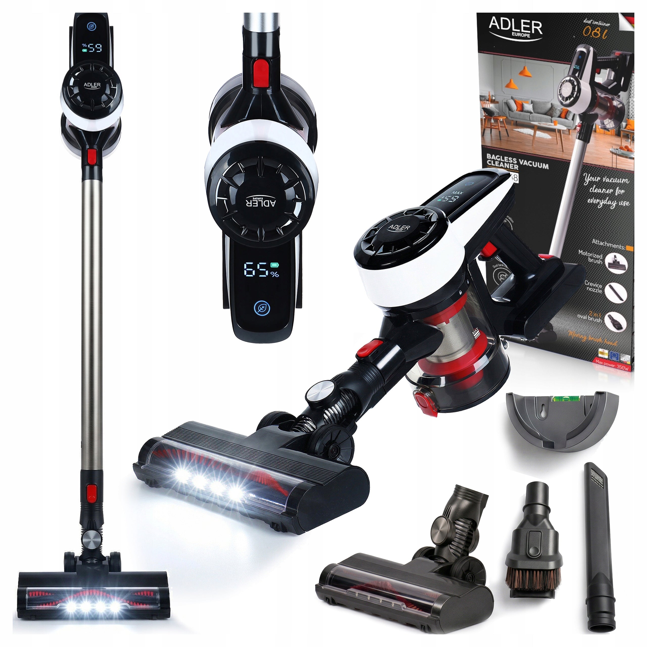 UPRIGHT VACUUM CLEANER CORDLESS POWERFUL BAGLESS LED CORDLESS 350W Manufacturer code ODKURZACZ PIONOWY BEZPRZEWODOWY RĘCZNY