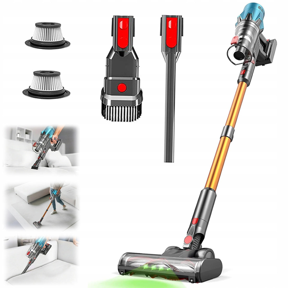 UPRIGHT VACUUM CLEANER CORDLESS STRONG BAGLESS LED CORDLESS 550W