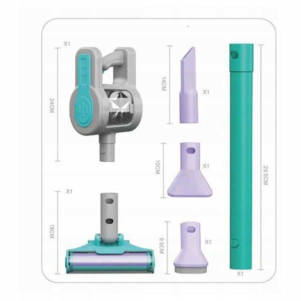 UPRIGHT VACUUM CLEANER FOR CHILDREN MANUAL TOY 3 TIPS INTERACTIVE SOUND Brand NawiToys