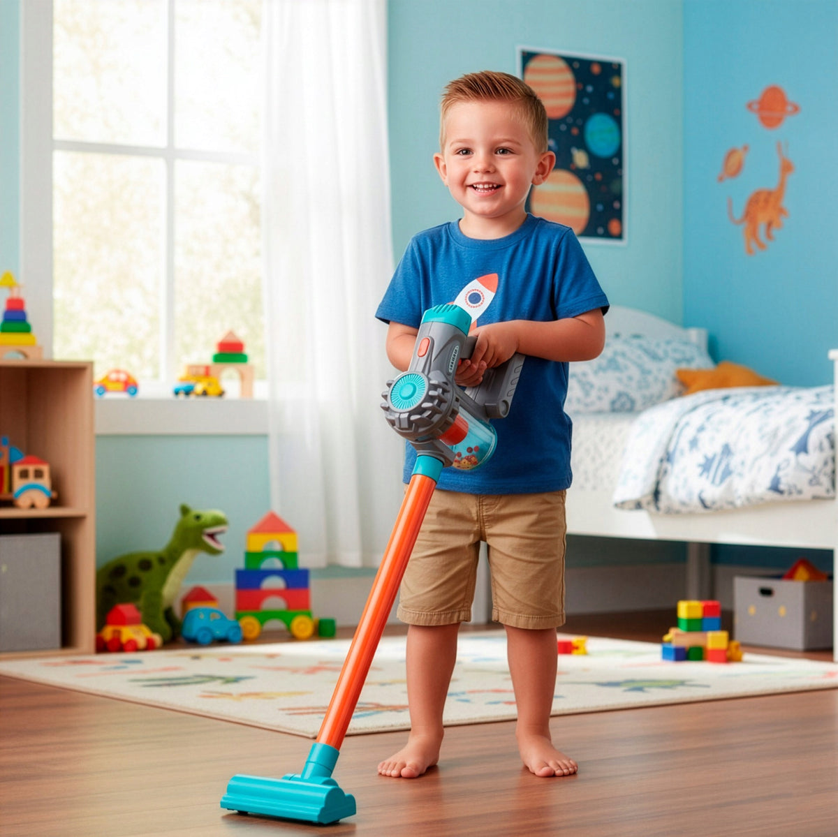 UPRIGHT VACUUM CLEANER FOR CHILDREN TOY BATTERY-OPERATED SET SOUND TOY Packaging status original