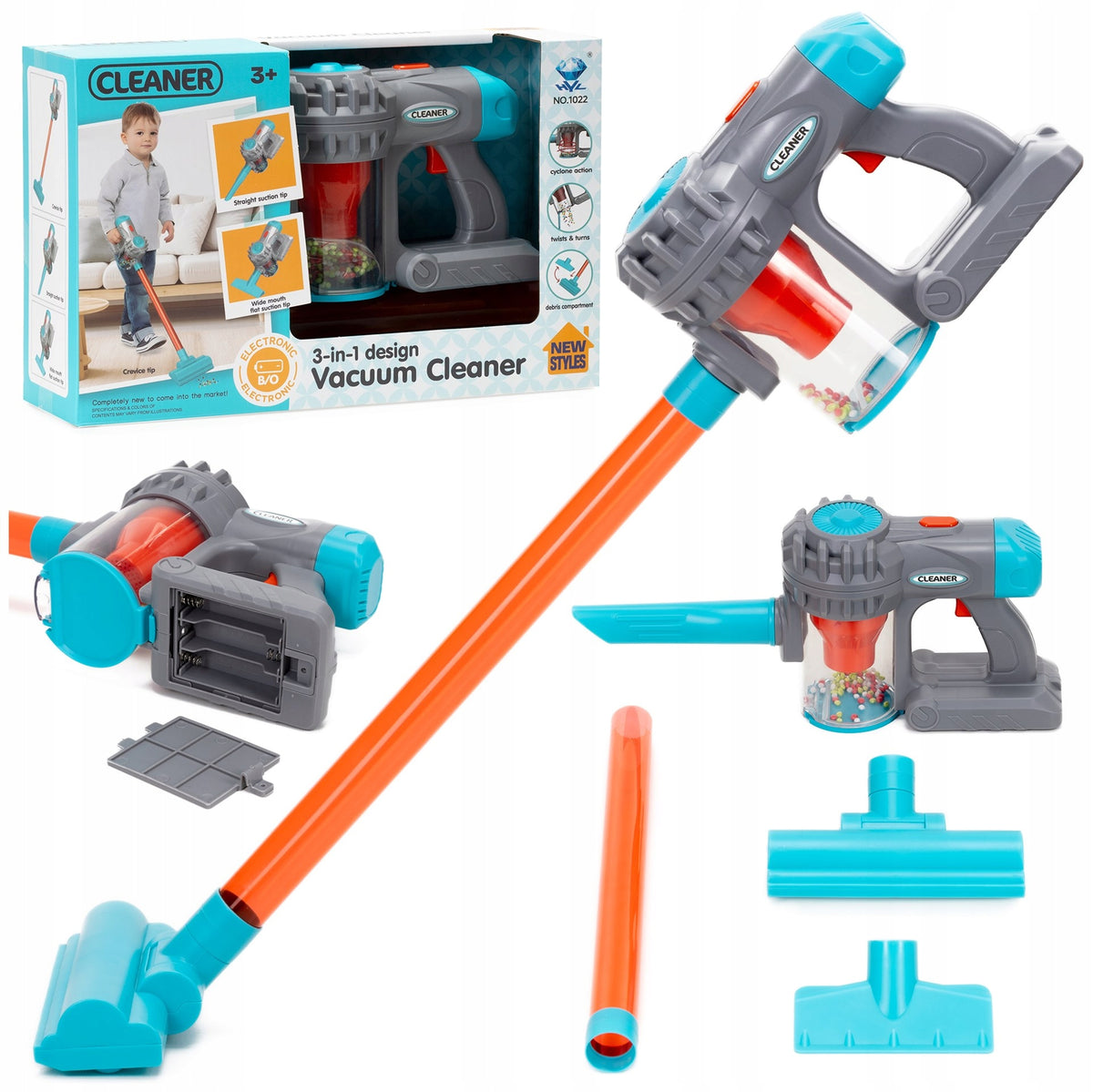 UPRIGHT VACUUM CLEANER FOR CHILDREN TOY BATTERY-OPERATED SET SOUND TOY