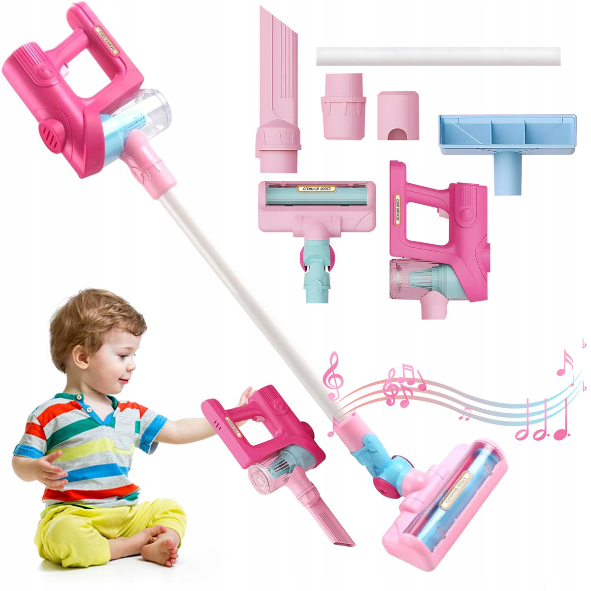 UPRIGHT VACUUM CLEANER FOR CHILDREN WIRELESS WITH SUCTION FUNCTION SOUNDS OF LIGHT