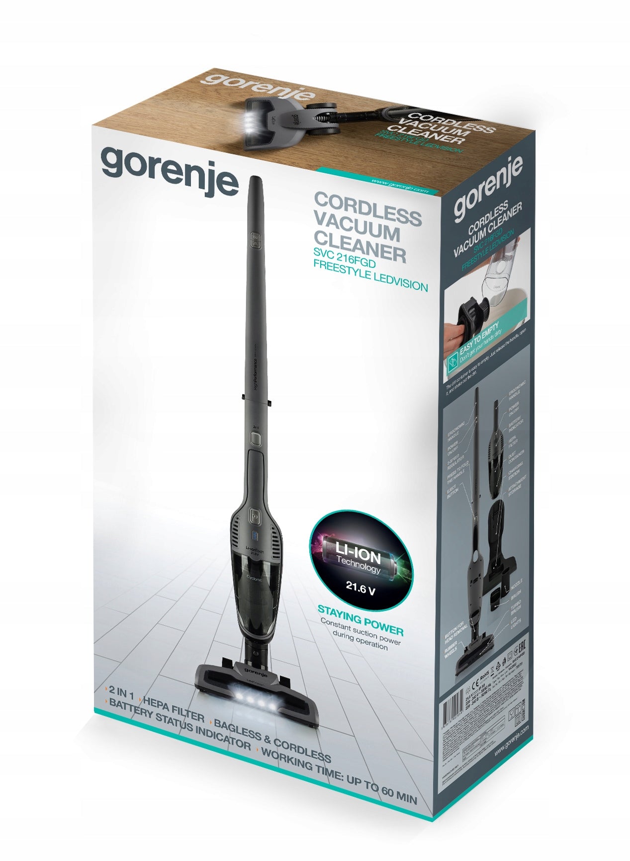 UPRIGHT VACUUM CLEANER GORENJE SVC216FGD silver/grey Manufacturer code 735751