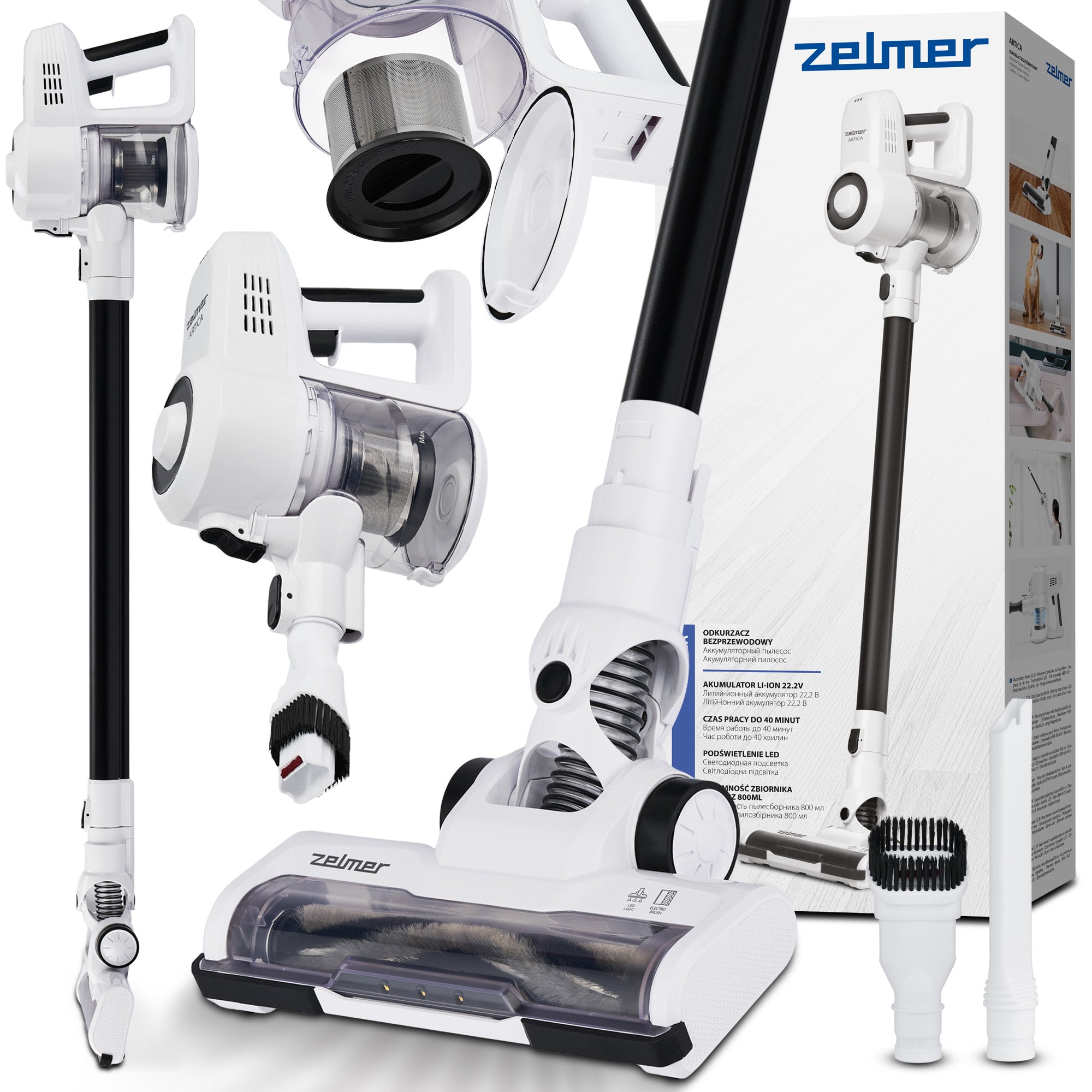 UPRIGHT VACUUM CLEANER ZELMER CORDLESS HANDHELD HEPA FILTER 40' BAGLESS