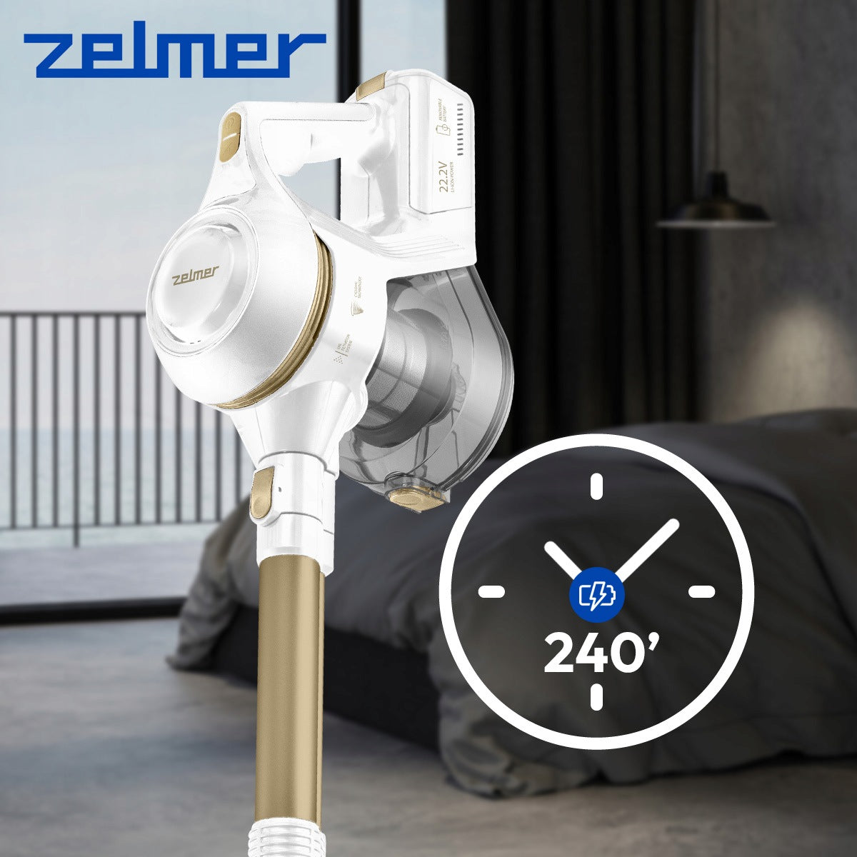 UPRIGHT VACUUM CLEANER ZELMER WIRELESS HANDHELD CYCLONE BAGLESS FOLDING Manufacturer code 81407094P
