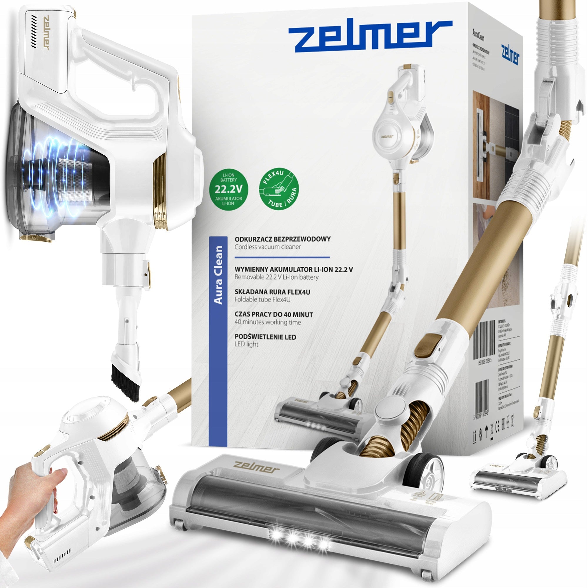 UPRIGHT VACUUM CLEANER ZELMER WIRELESS HANDHELD CYCLONE BAGLESS FOLDING