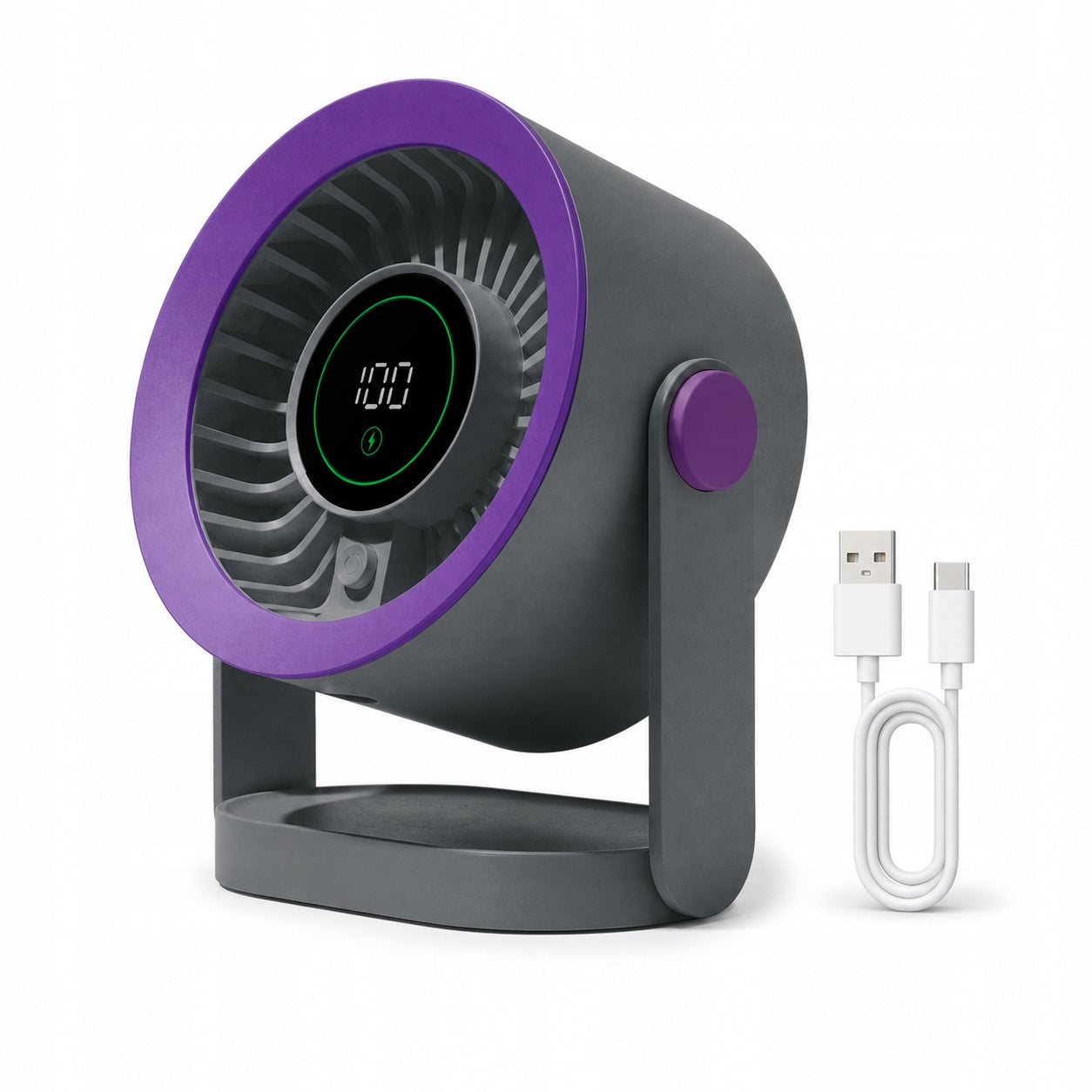 USB-C Desk Fan Mini Table Fan Quiet Powerful LCD Cord Packaging status original