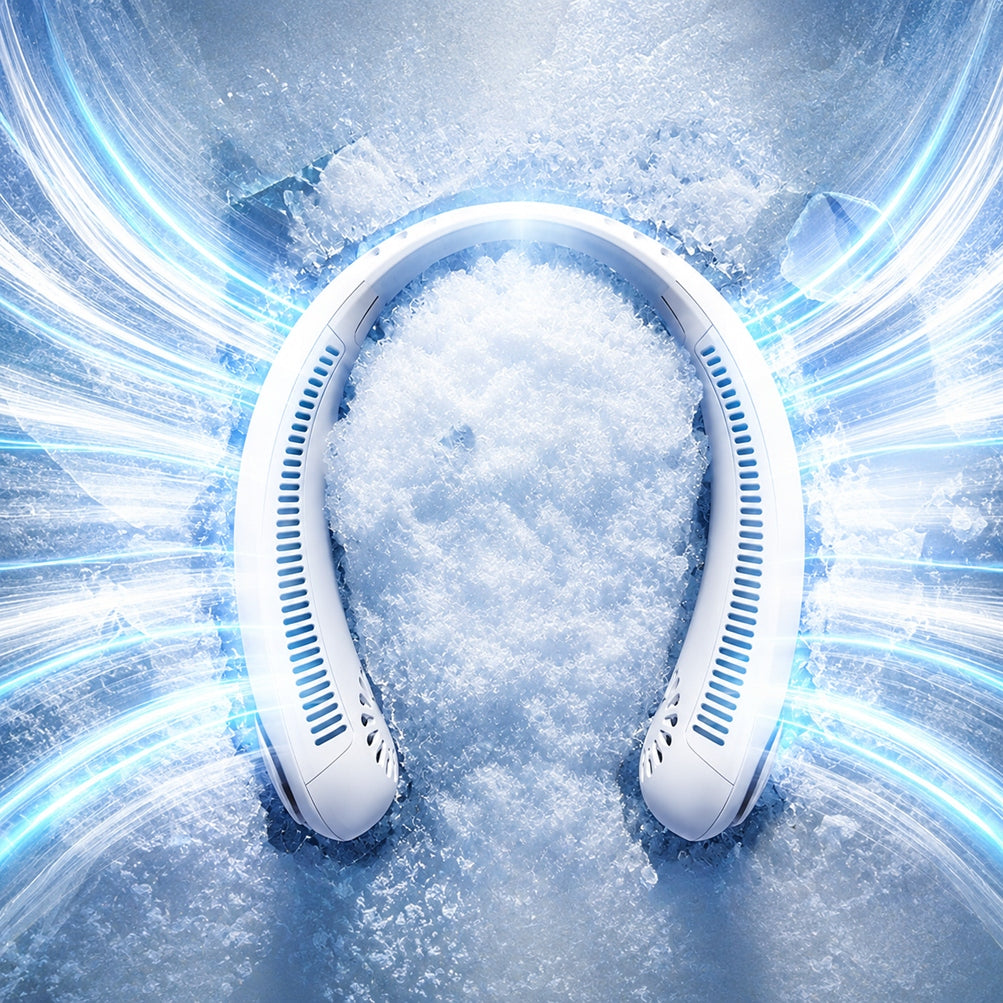 USB-C Neck Fan 3 Modes Operation Quiet Portable Windmill Manufacturer code Wentylator na szyję bezprzewodowy wiatrak