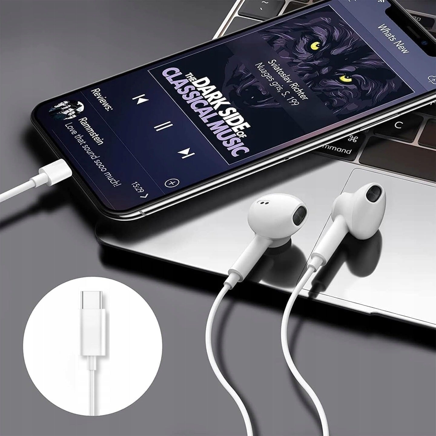 USB-C WIRED EARBUDS FOR IPHONE 15 16 17 PRO MAX AIR Packaging status original