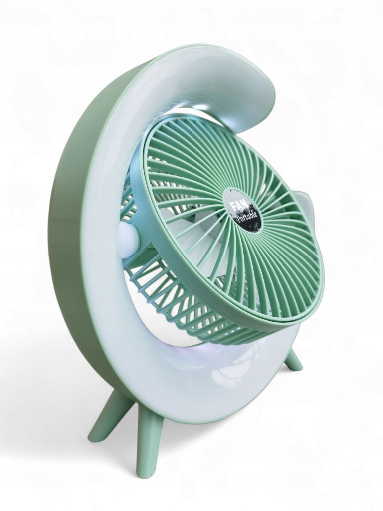 USB Desk Fan Rechargeable RGB Quiet 3 Gears Adjustable 90° Packaging status original