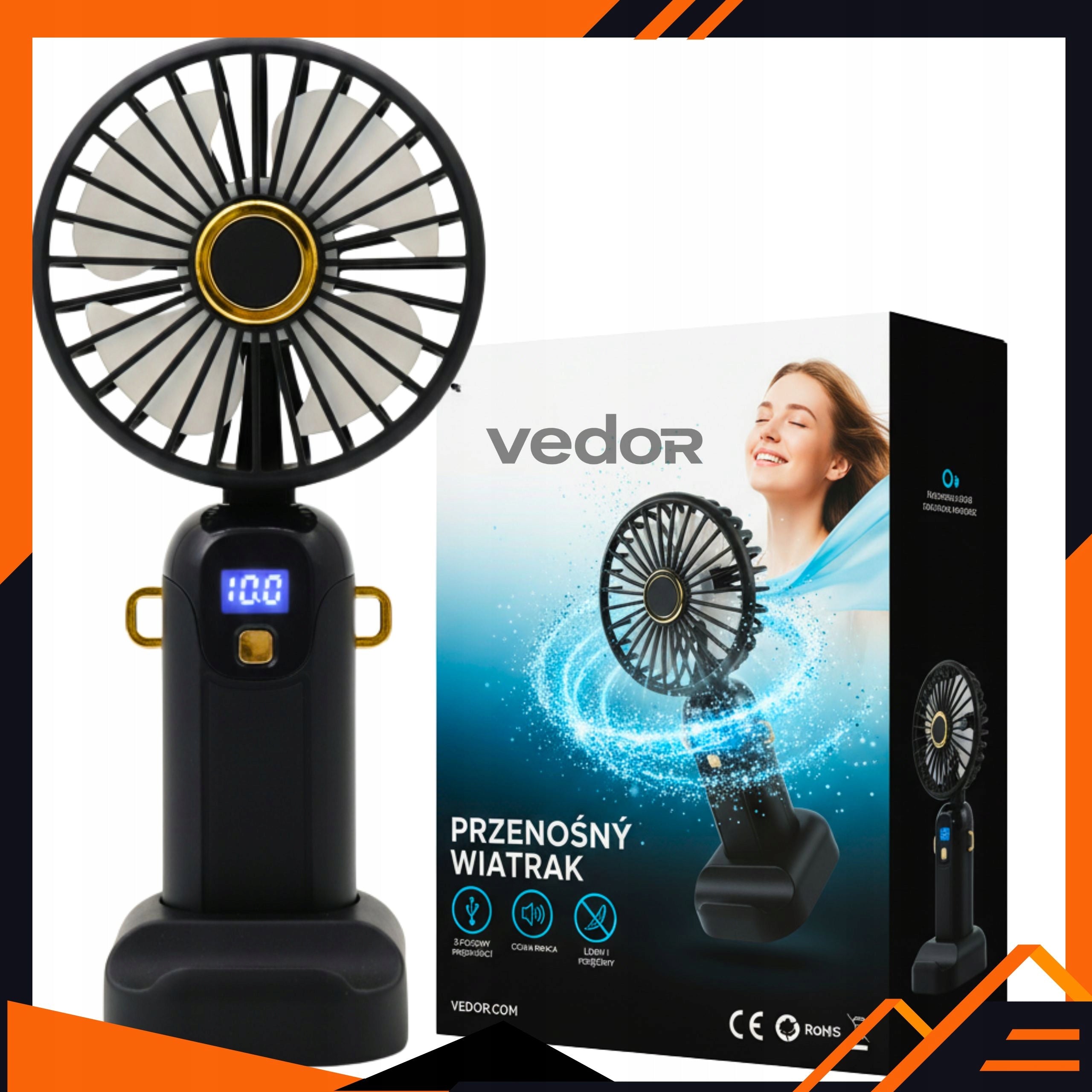 USB Fan Mini Fan Quiet Portable Modern 5 Vent Modes Manufacturer code Wiatrak USB Mini Wentylator