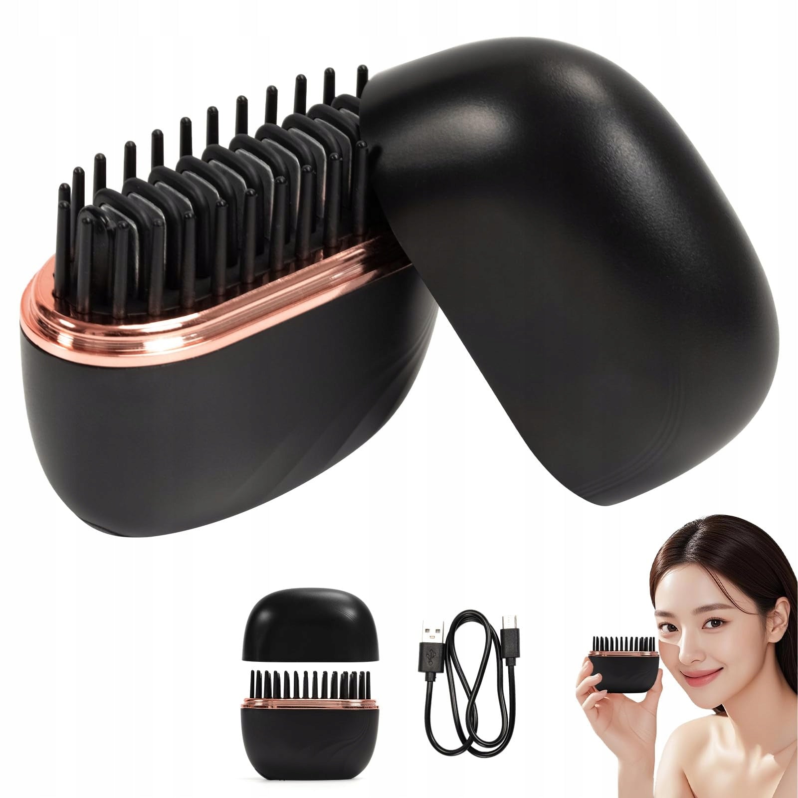 USB Hair Straightening Brush – Mini Travel Straightener, Compact