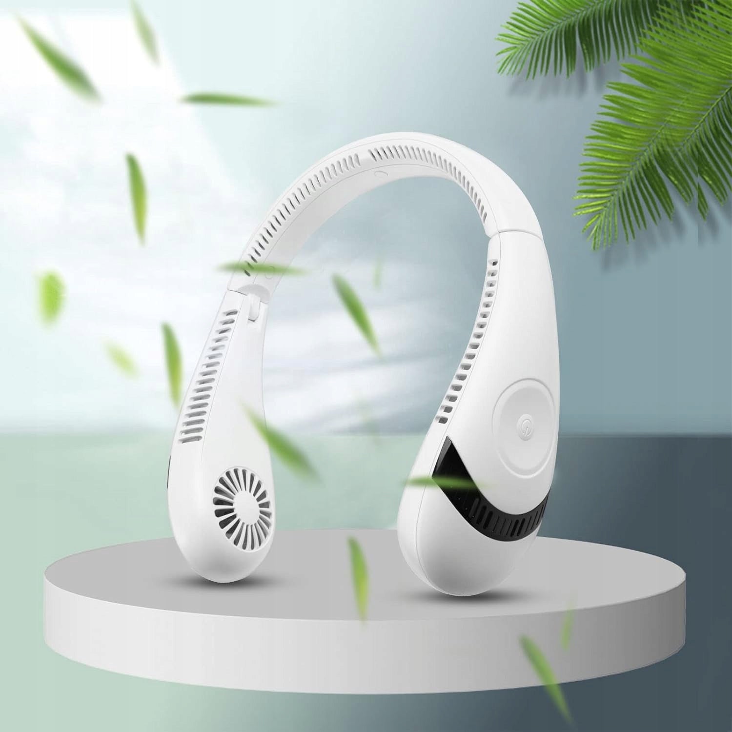 USB PORTABLE NECK FAN ADJUSTABLE 3 LEVELS STRONG ADULTS AND CHILDREN Dominant color white