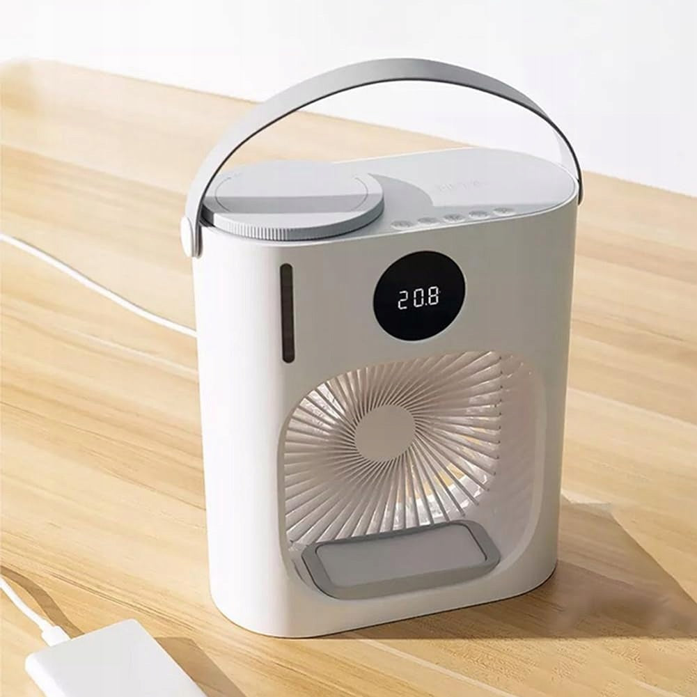 USB Portable Air Conditioner 900ml Fan with 3 Speed LCD Humidifier Dominant color clear