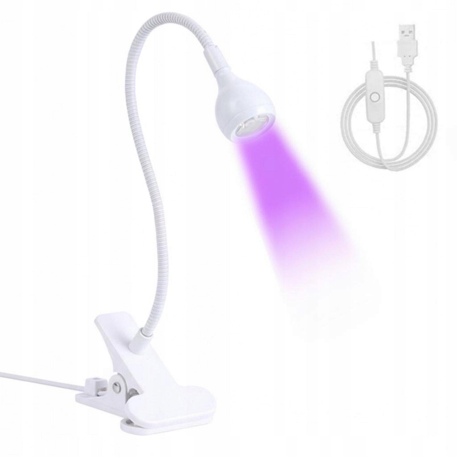USB Powered Nail Gel Curing Lamp Adjustable Gooseneck Clip White 5W Boxed