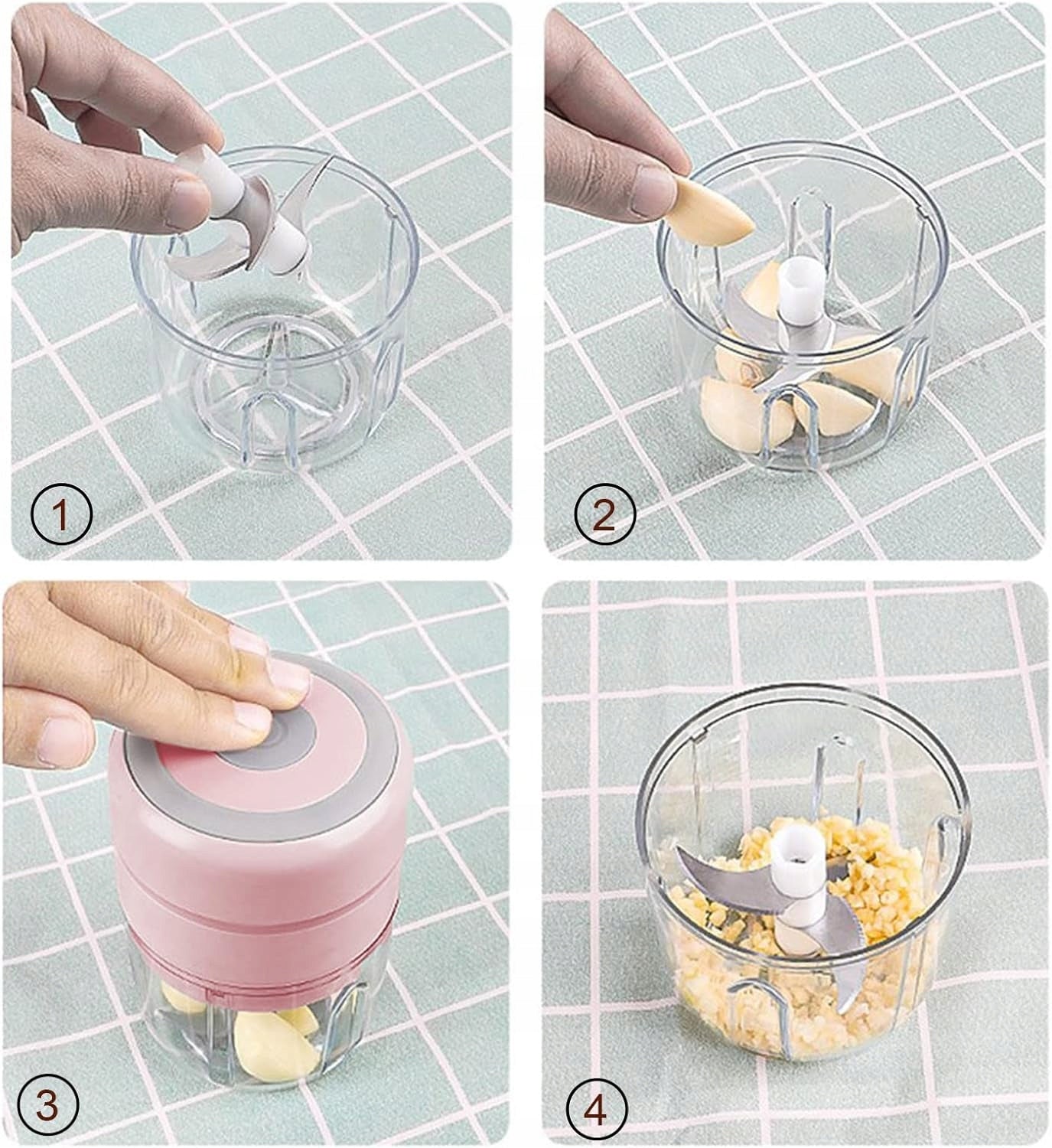 USB Rechargeable Electric Vegetable Mixer with 3 Sharp Blades 250ml Brand no brand