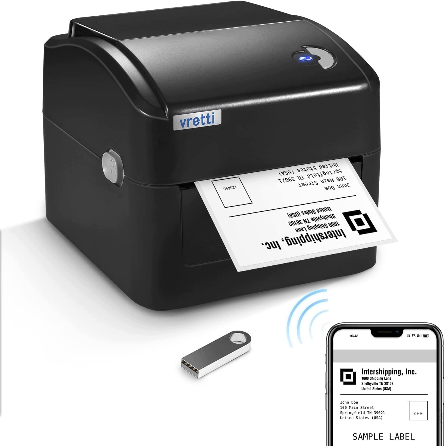 USB Thermal Label Printer 4x6 Courier 152mm s 203DPI Vretti 420B