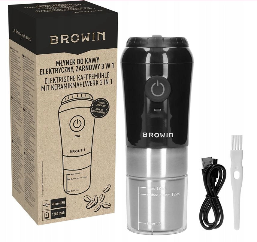 USB WIRELESS ELECTRIC GRINDER WITH INFUSER AND THERMAL MUG