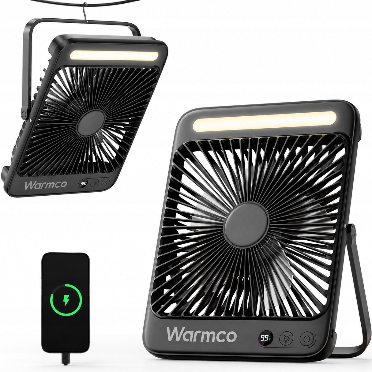 USB Windmill Quiet Mini Desk Fan Camping Cooling 20000mAh Packaging status original