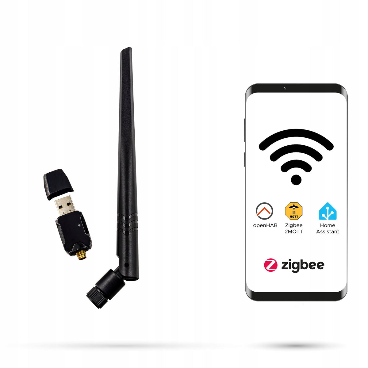 USB ZigBee gateway with Home Assistant antenna