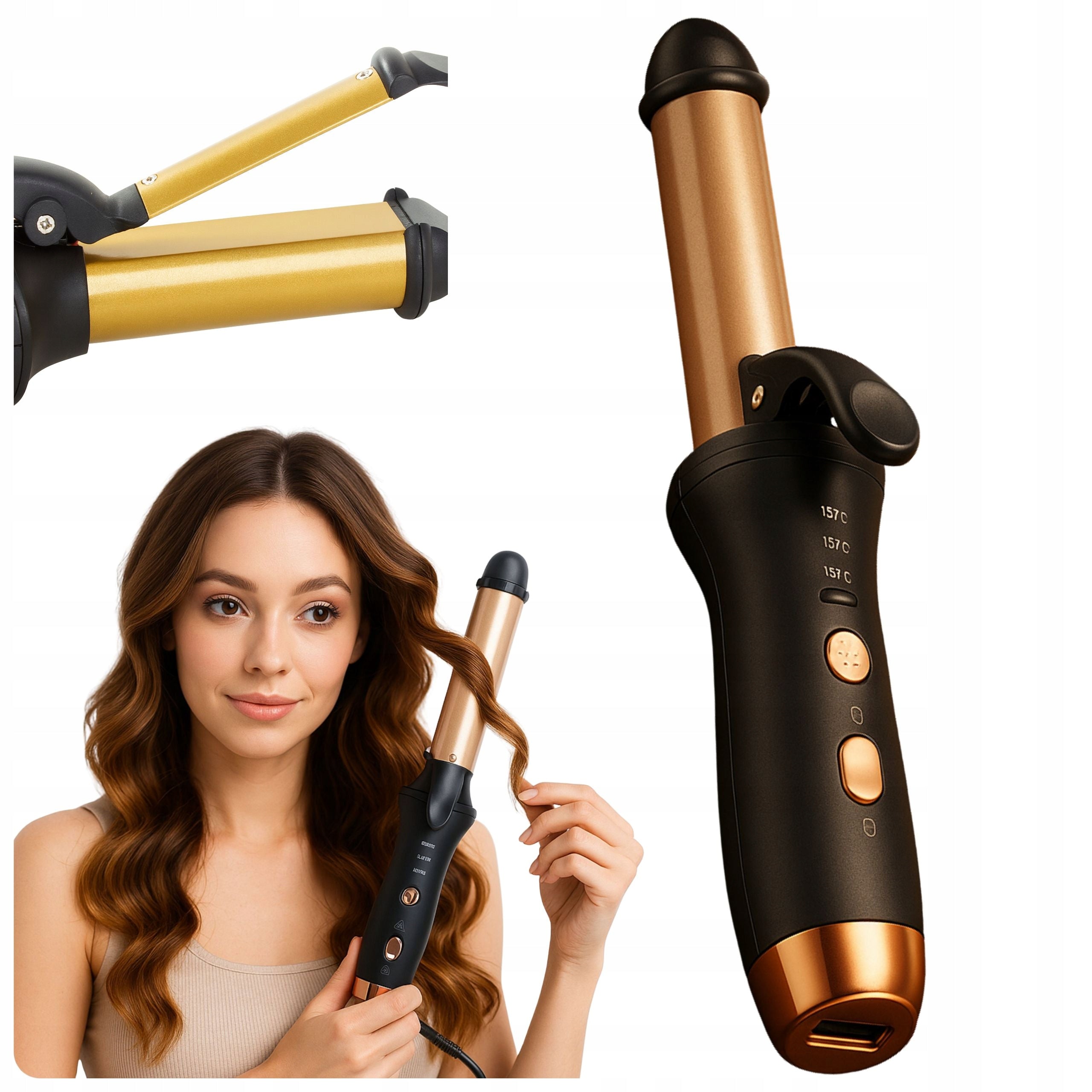 USB ceramic 150 – 180°C wireless curling iron for natural waves ionization