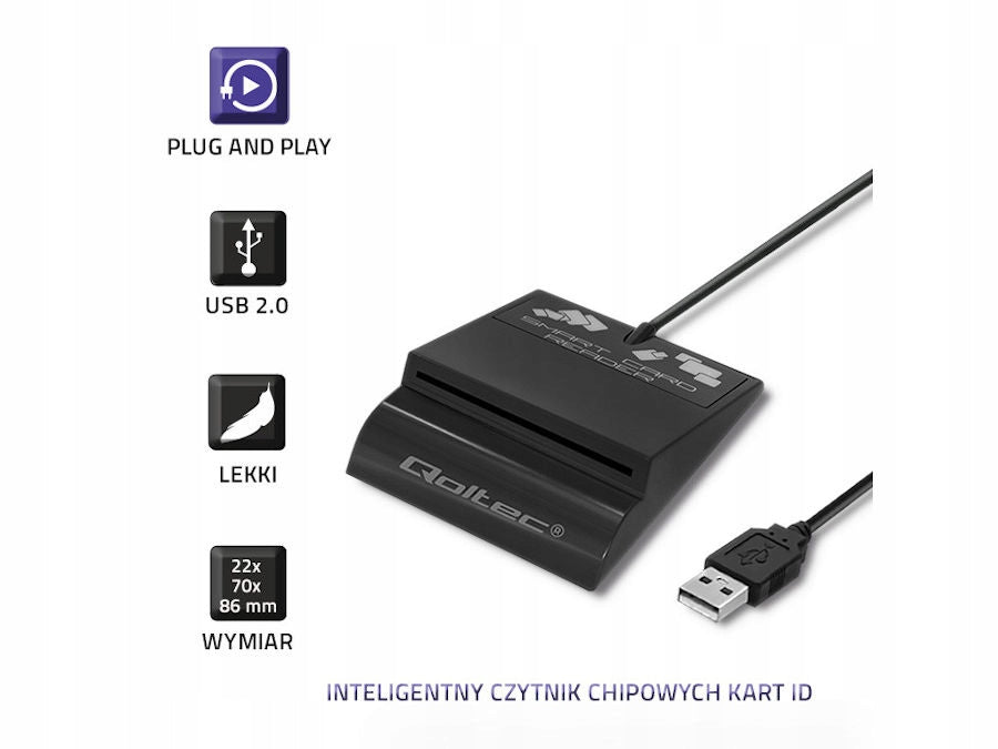 USB reader for chip cards Qoltec 50636 + USB-C adapter Brand Qoltec