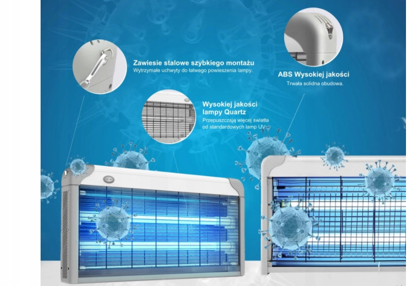 UV-C LAMP 40W BACTERICIDAL DISINFECTION UP TO 40M2 Maximum efficiency 40 m³/h