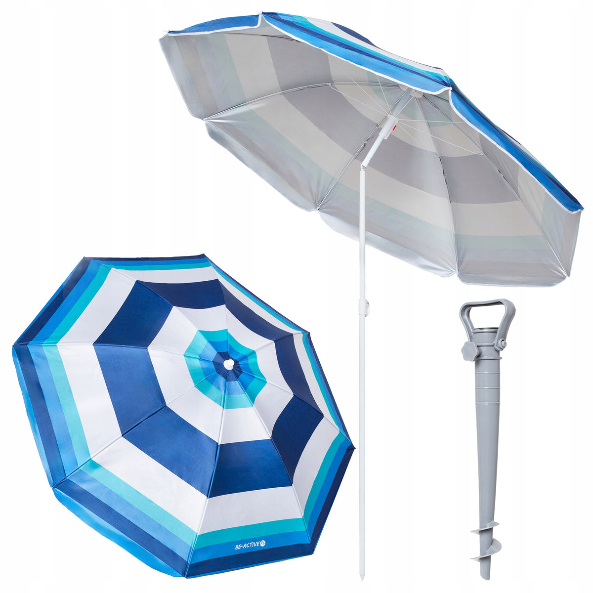 UV GARDEN BEACH UMBRELLA WITH ANCHOR DRILL LARGE FOLDING BROKEN FOR BEACH