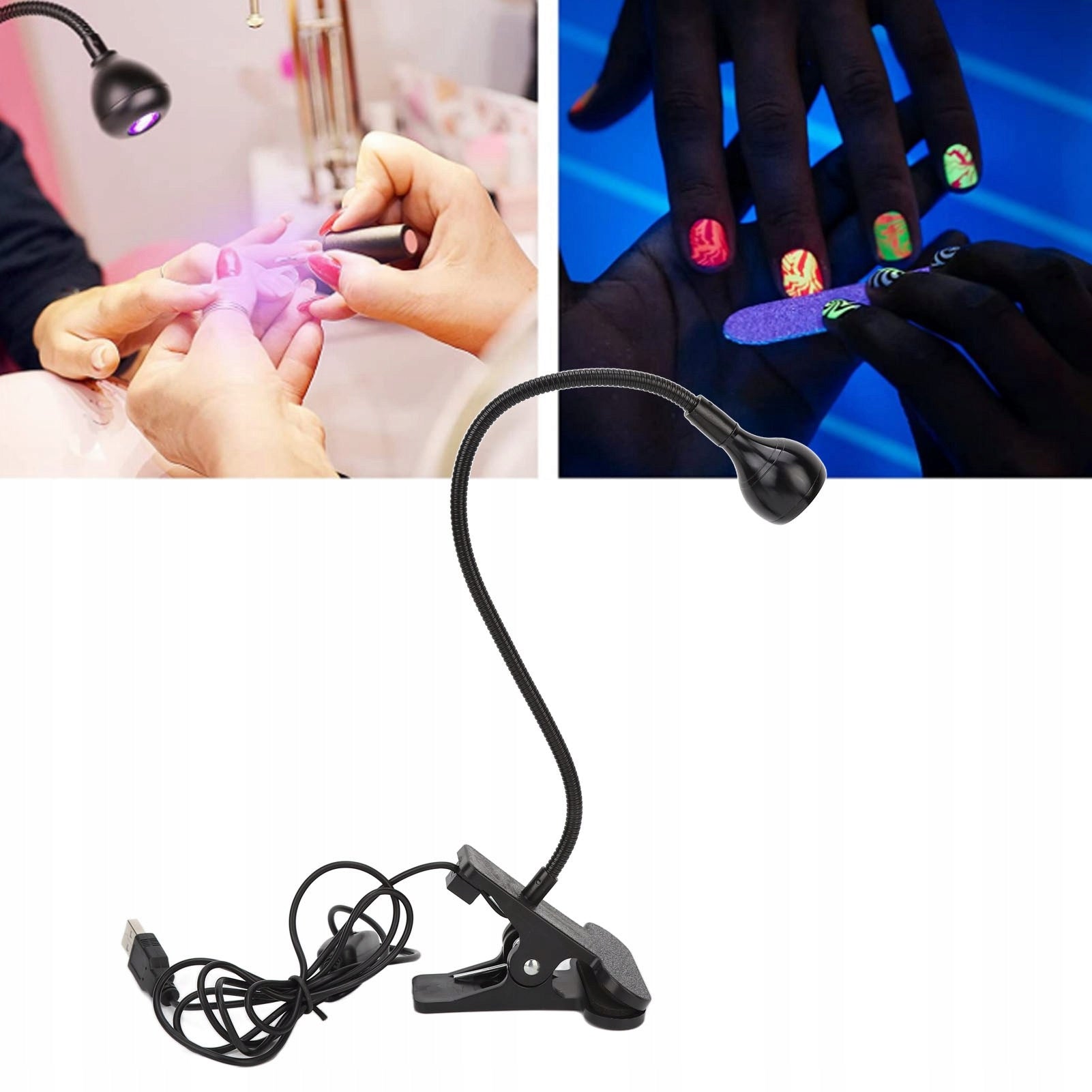 UV LAMP 3W FOR NAILS MINI NAIL GOOSENECK Color black