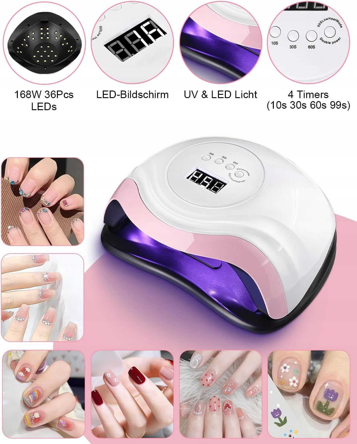 UV LAMP LED DRYER GEL NAILS 168W LCD SENSOR Power 11.3 W