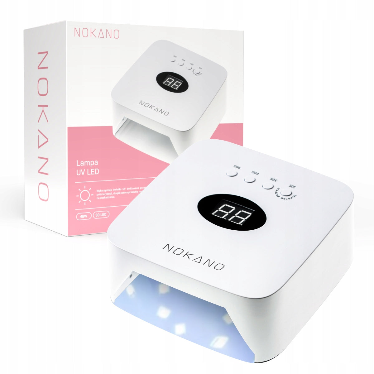 UV LED LAMP 48W NOKANO Pro Power MANICURE HYBRIDS GELS SENSOR USB WHITE
