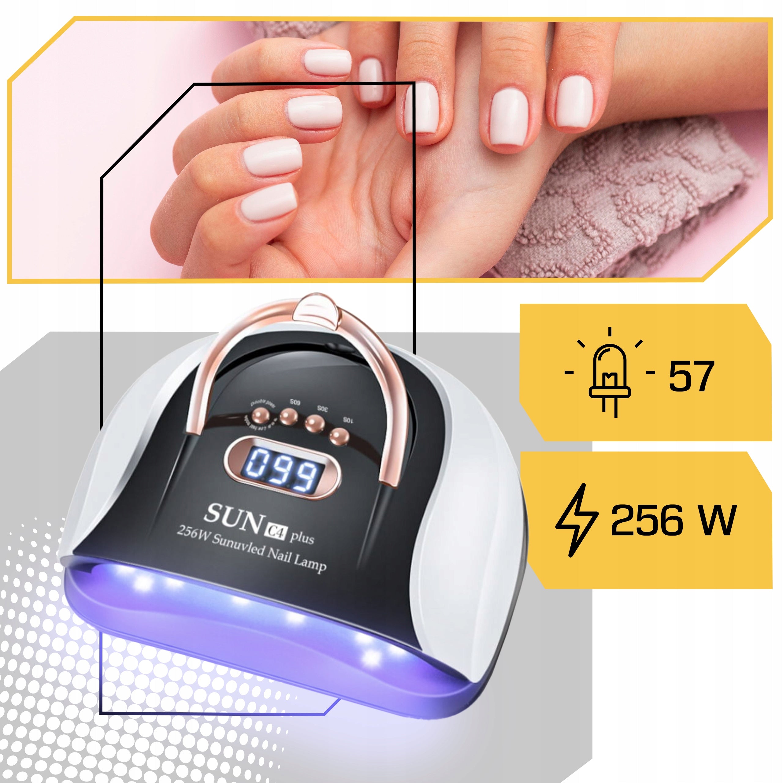 UV LED NAIL LAMP 256W FOR HYBRID GELS STRONG HYBRID SUN C4 PLUS LCD Medical device no
