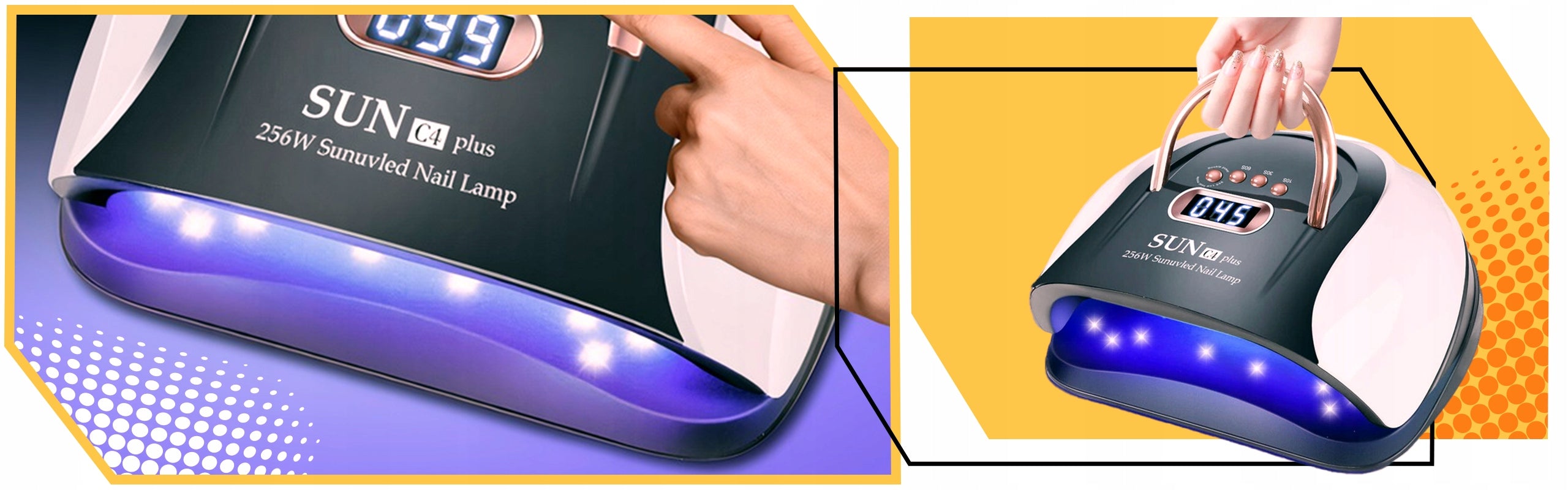 UV LED NAIL LAMP 256W FOR HYBRID GELS STRONG HYBRID SUN C4 PLUS LCD Packaging status original