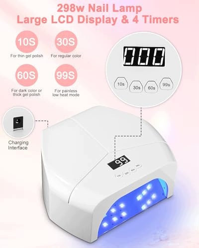 UV LED NAIL LAMP 298W SENSOR TIMER FOR MOM GIFT steel Kind ballpoint