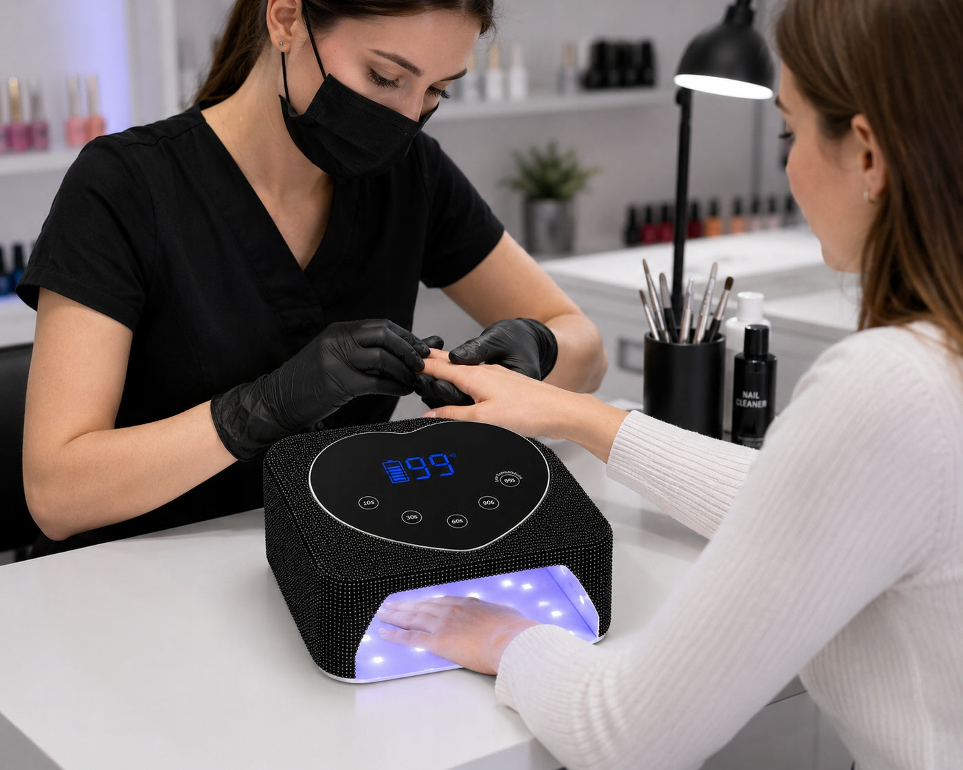 UV LED NAIL LAMP 72W BLACK DIAMOND LCD CORDLESS HYBRIDS Manufacturer code LAMPA DO PAZNOKCI UV BEZPRZEWODOWA X20-BLACK