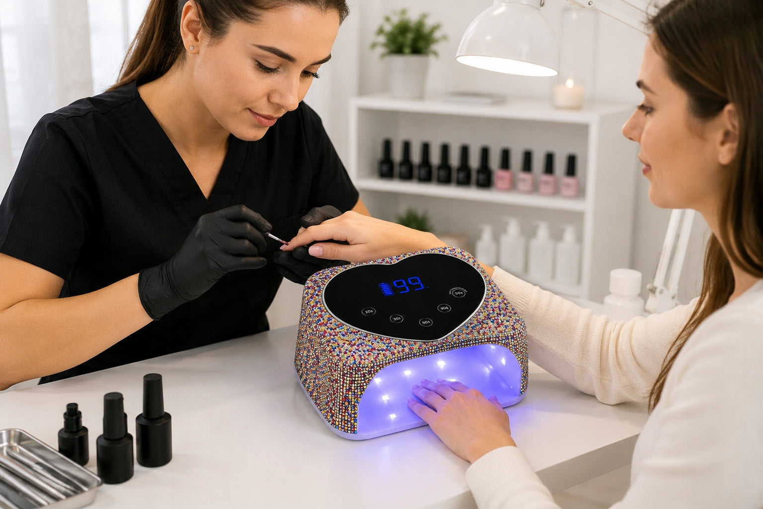 UV LED NAIL LAMP 72W RAINBOW CRYSTAL LCD RECHARGEABLE Manufacturer code LAMPA DO PAZNOKCI UV BEZPRZEWODOWA X20-DS