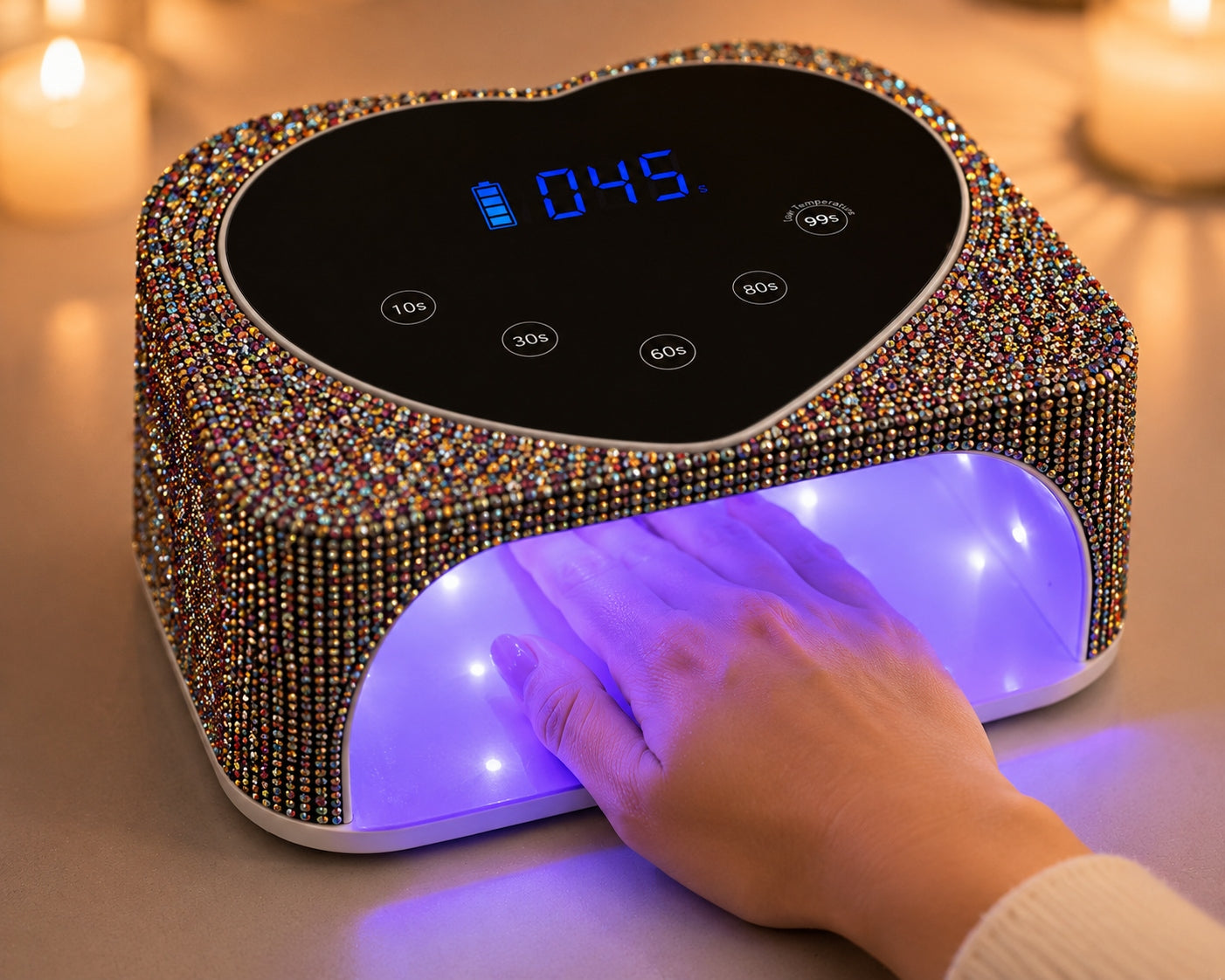 UV LED NAIL LAMP 72W RAINBOW CRYSTAL LCD RECHARGEABLE Packaging status original