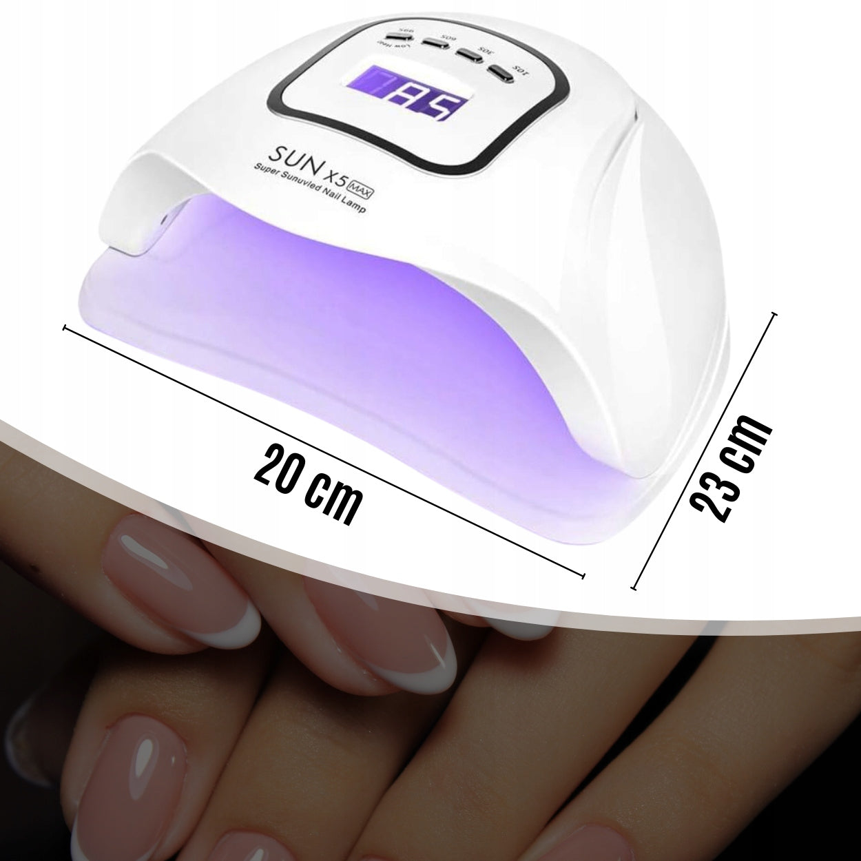 UV LED NAIL LAMP STRONG FOR HYBRID GELS SUN X5 MAX WHITE LCD 120W Manufacturer code LAMPA DO PAZNOKCI UV LED DO HYBRYD MEMFLOW