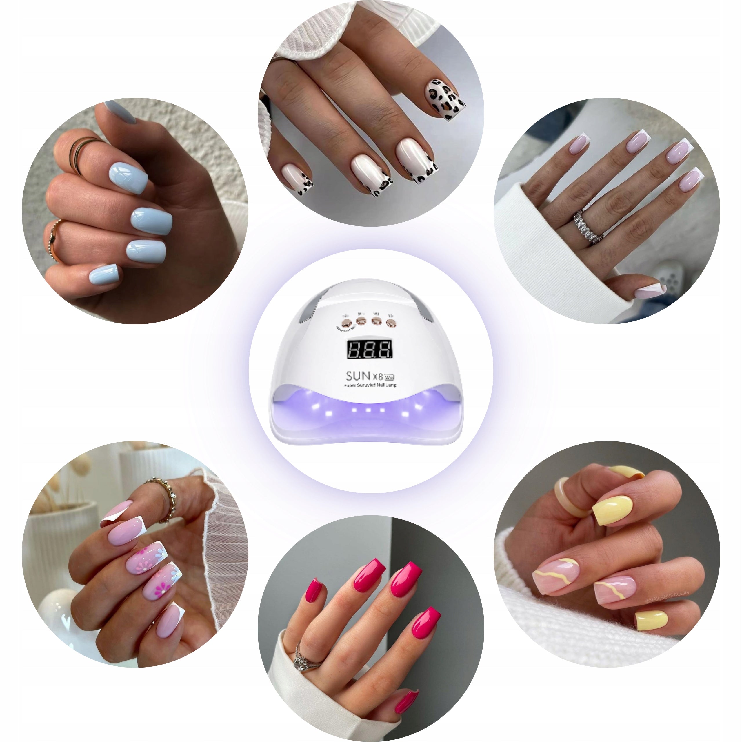 UV LED NAIL LAMP STRONG FOR HYBRID GELS SUN X8 MAX LCD WITH HANDLE WHITE Manufacturer code Mocna lampa do paznokci hubryd żeli Sun x8