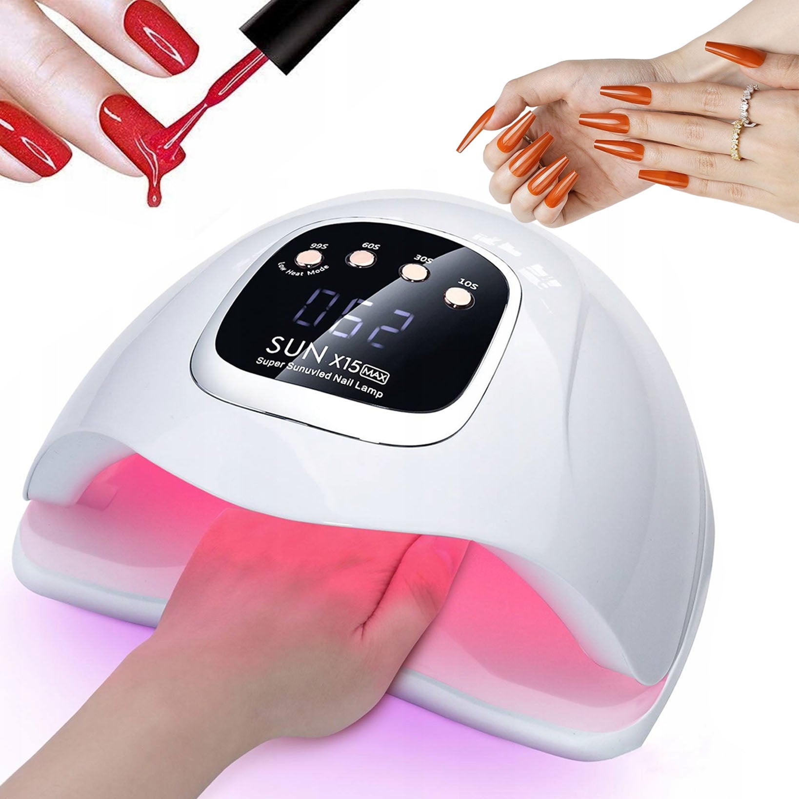 UV LED Nail Lamp 280W for Hybrid Gels Strong SUNX 15MAX with LCD, White