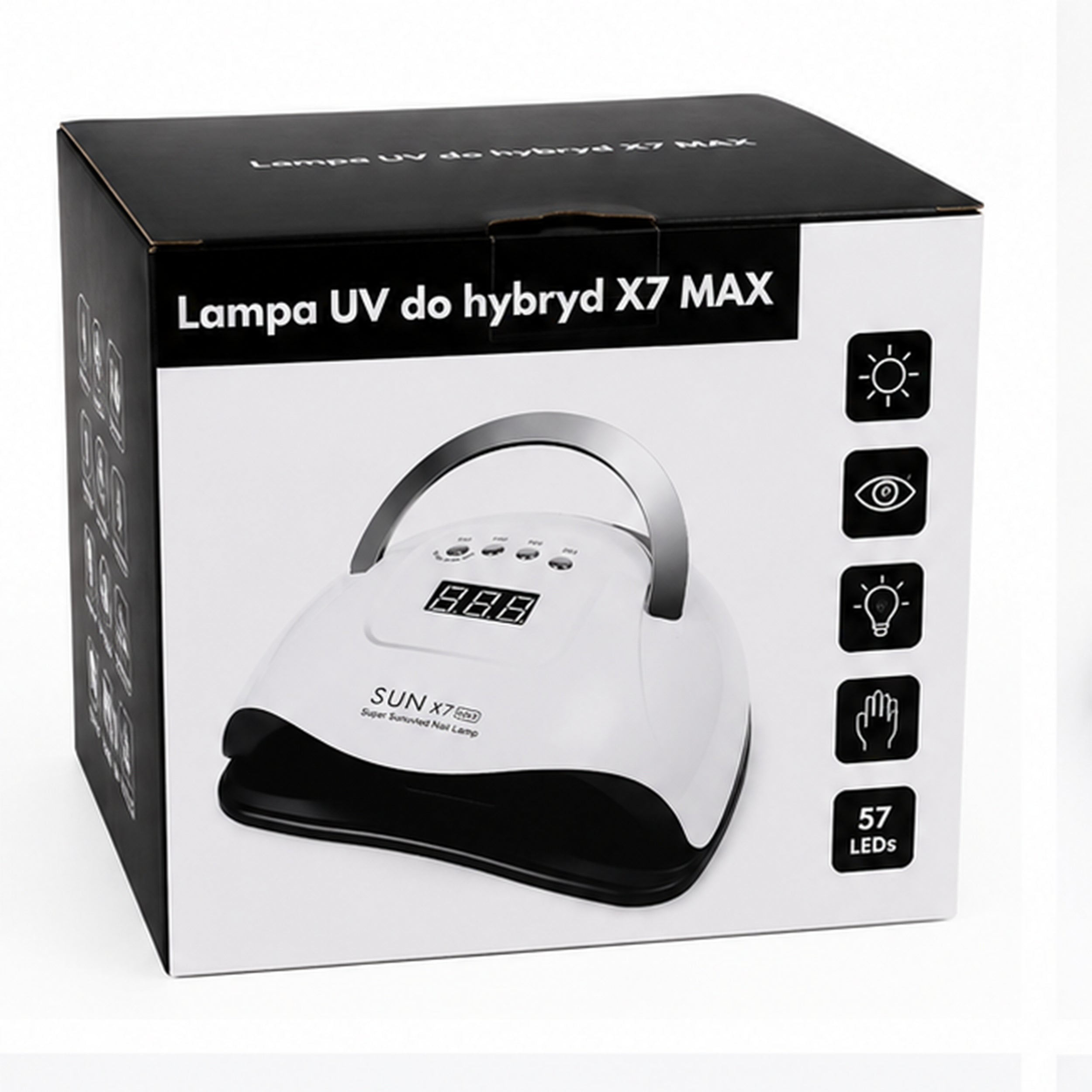 UV LED lamp for hybrids X7 MAX – 57 LEDs, LCD display Strong 180W Manufacturer code Profesjonalna lampa UV X7 MAX do hybryd