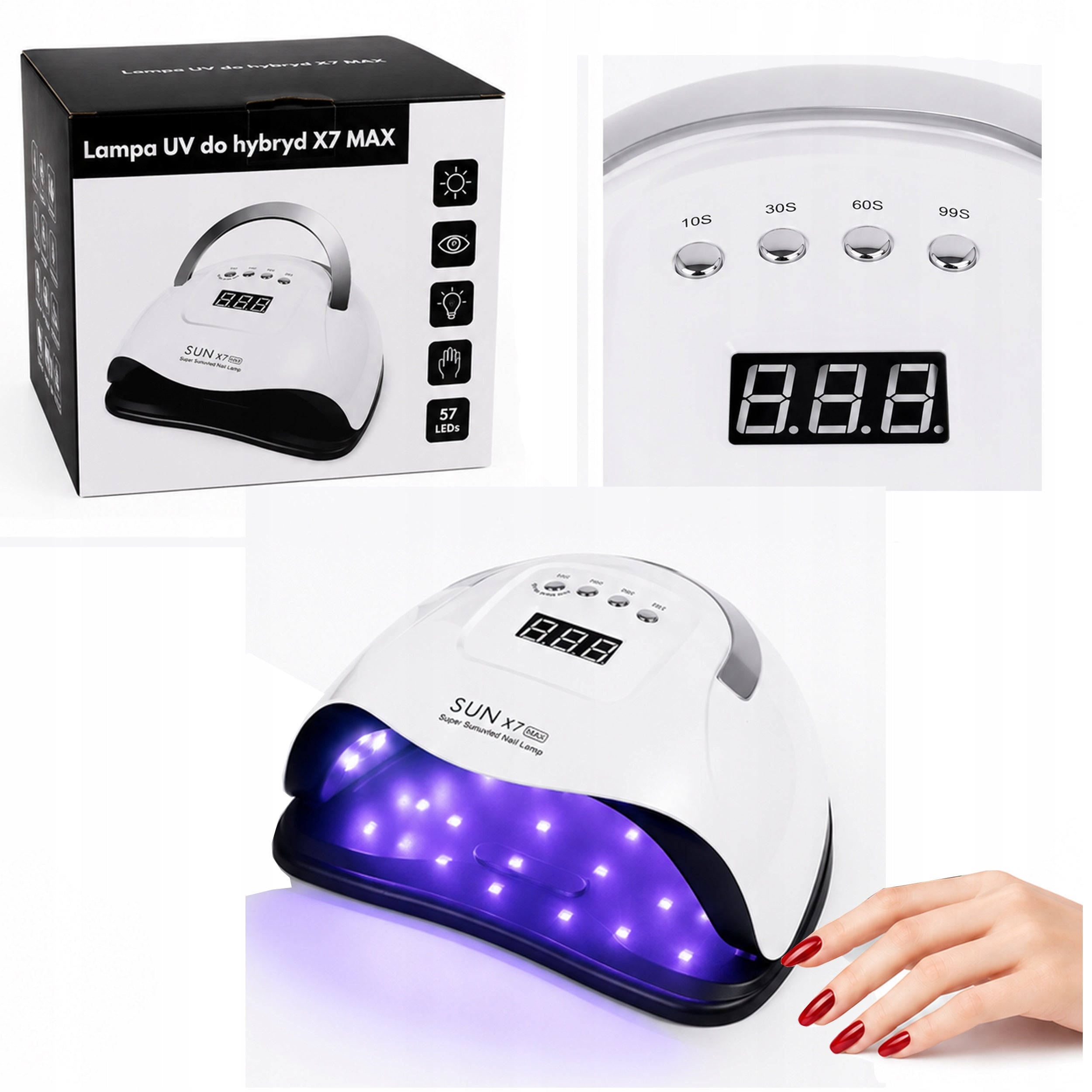 UV LED lamp for hybrids X7 MAX – 57 LEDs, LCD display Strong 180W