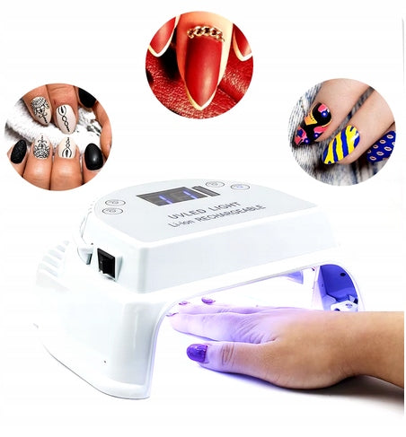 UV NAIL LAMP 64W MANICURE PEDICURE BUILT-IN BATTERY 7000MAH UV/LED