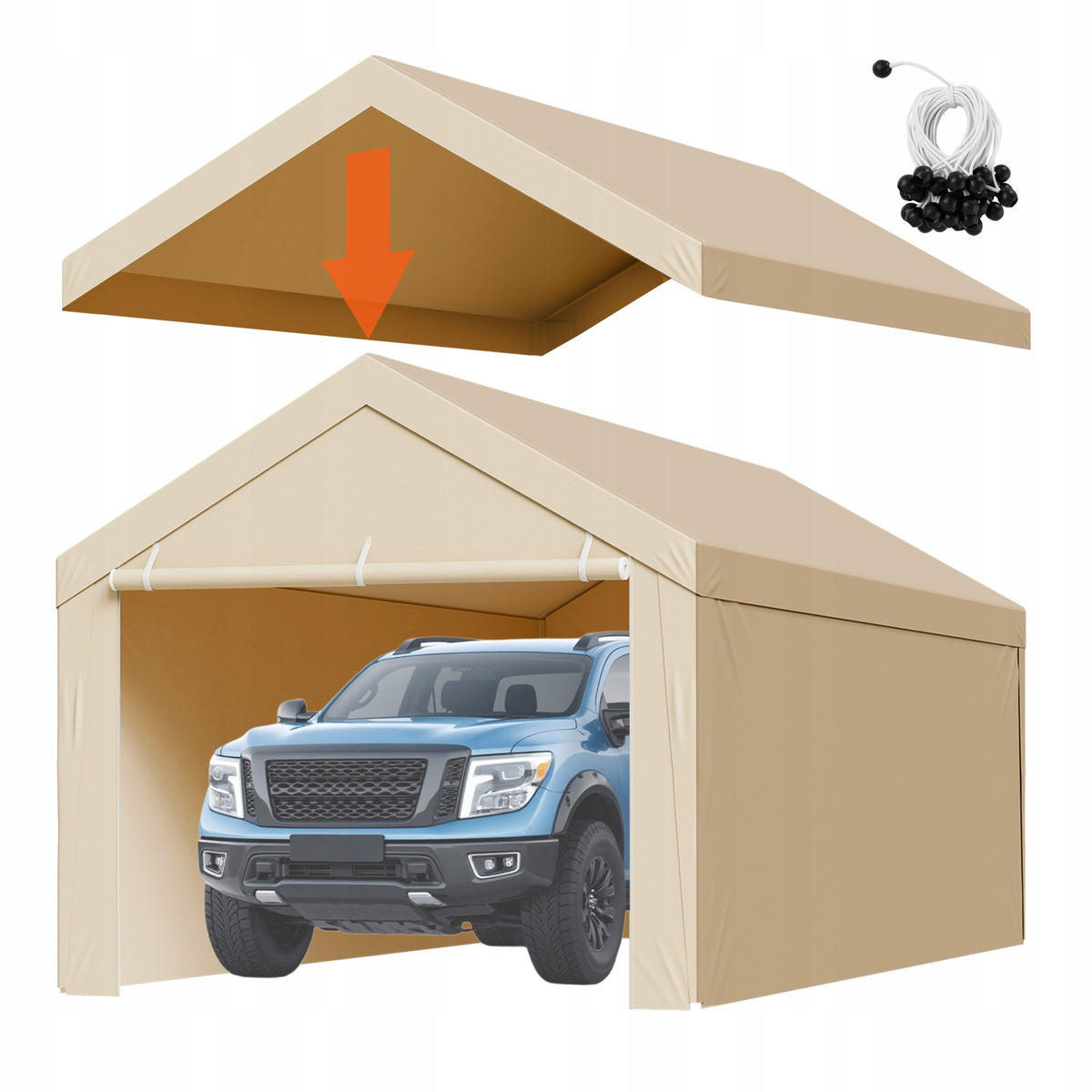 UV Resistant Garage Tent with Side Walls Beige